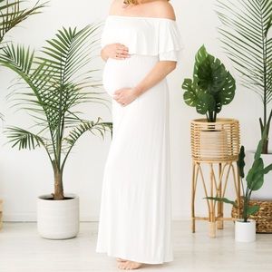 Off the shoulder white maxi dress